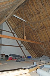 <p>Overzicht van de kapspanten boven het bedrijfsgedeelte. </p>
